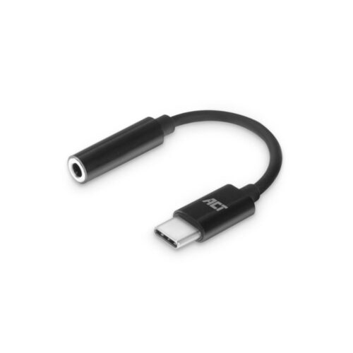 ACT AC7380 | 3.5mm naar USB Type-C | 0,11 Meter | Audiokabel Tussenstuk | Zwart