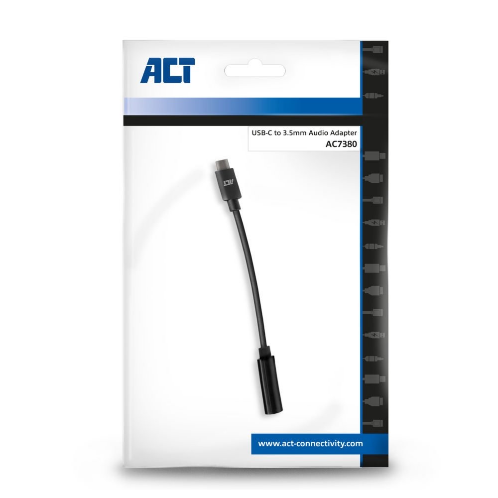 ACT AC7380 | 3.5mm naar USB Type-C | 0,11 Meter | Audiokabel Tussenstuk | Zwart - Afbeelding 4