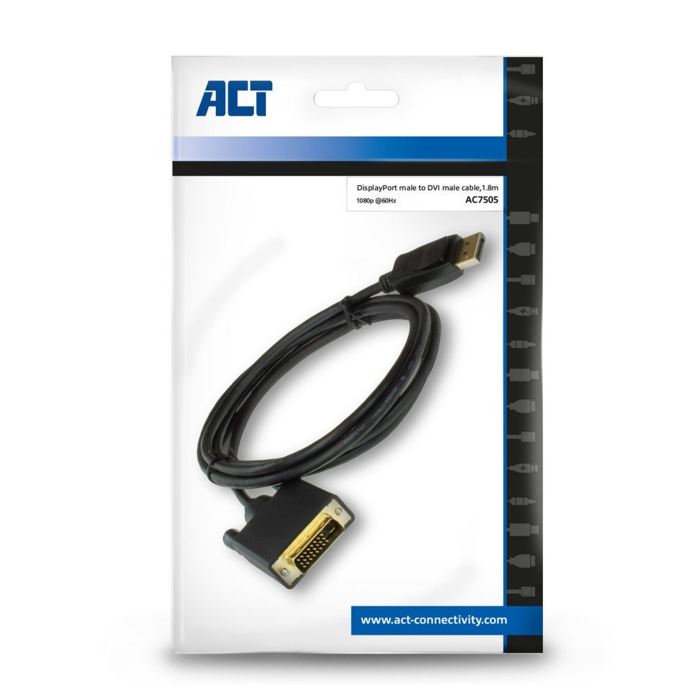 ACT AC7505 | DisplayPort naar DVI Kabel | 1,8 m | M/M - Afbeelding 5