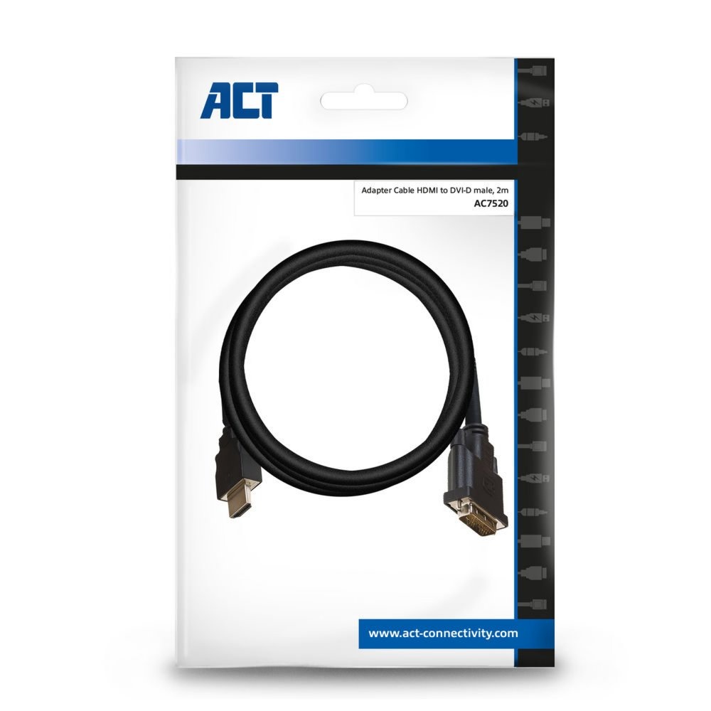 ACT AC7520 | HDMI naar DVI-D Kabel | 2 m | Zwart - Afbeelding 2