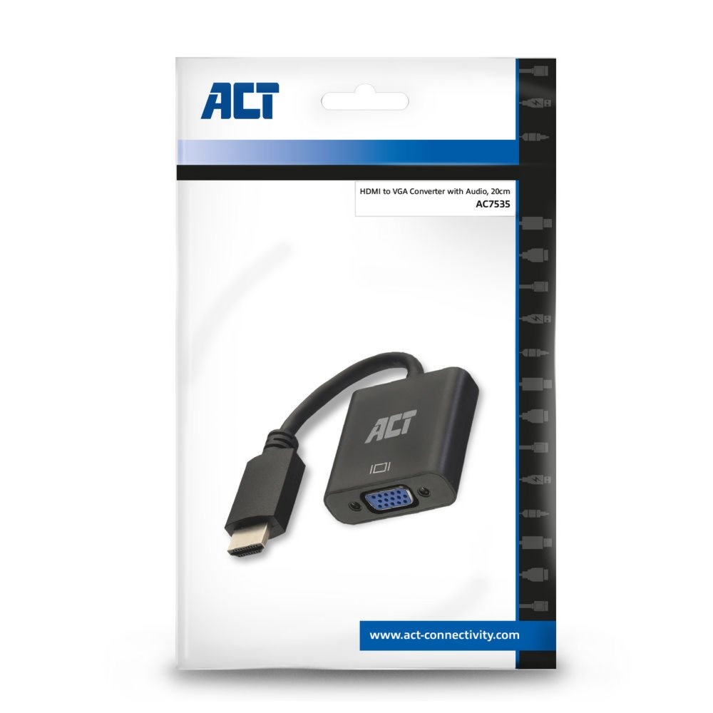 ACT AC7535 | HDMI naar VGA Adapter | 0,23 m | Zwart - Afbeelding 5