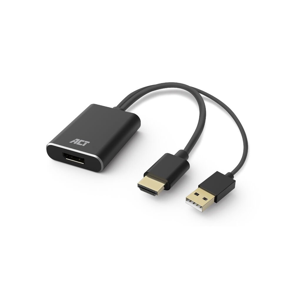 ACT AC7536 | HDMI + USB naar DisplayPort Adapterkabel | 0,24 m | Zwart