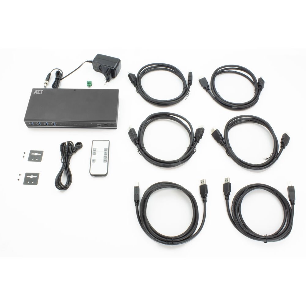 ACT AC7914 | KVM-Switch | 2-Poorts Dual HDMI | 4K@60Hz | USB 3.2 Gen1 | RS-232 | Zwart - Afbeelding 3