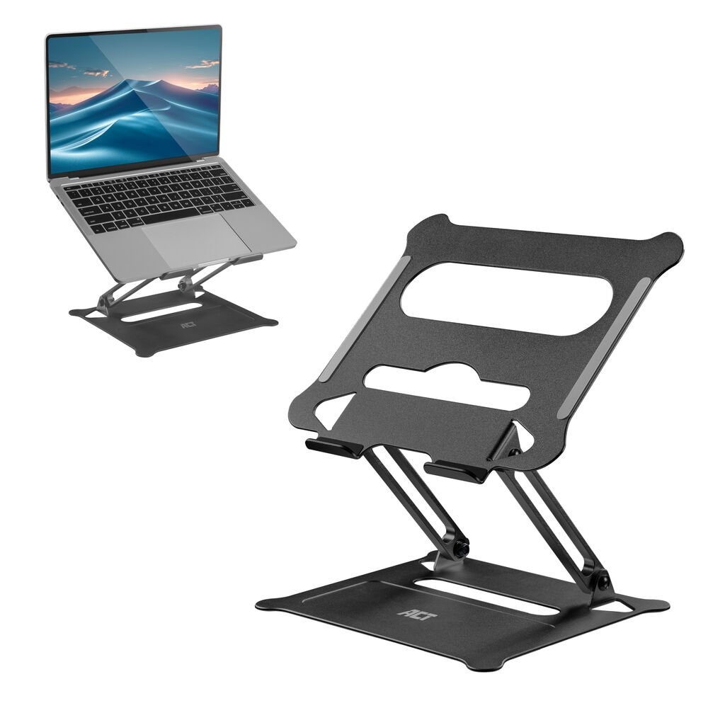 ACT Laptopstandaard 15.6″ | Aluminium | Inklapbaar | Traploos in Hoogte Verstelbaar