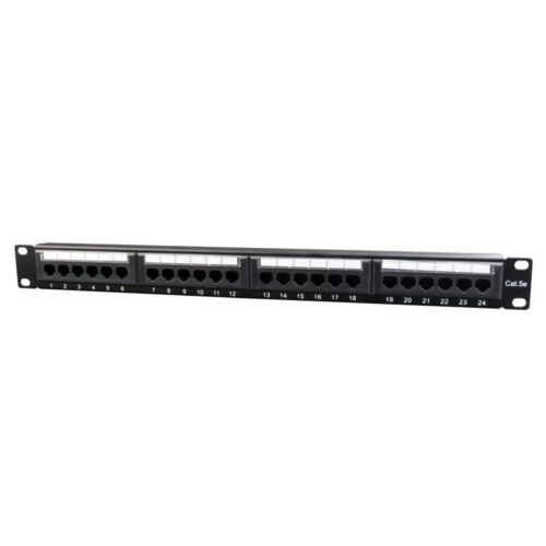 Gembird Patchpanel | 24-poorts Cat5e | Inclusief kabelorganizer | 19" Rackmount | Zwart