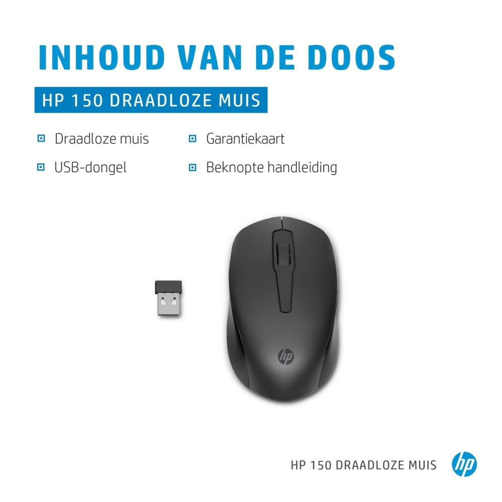 HP 150 | Draadloze Muis | Links- en Rechtshandig | 1600 DPI | Zwart - Afbeelding 5