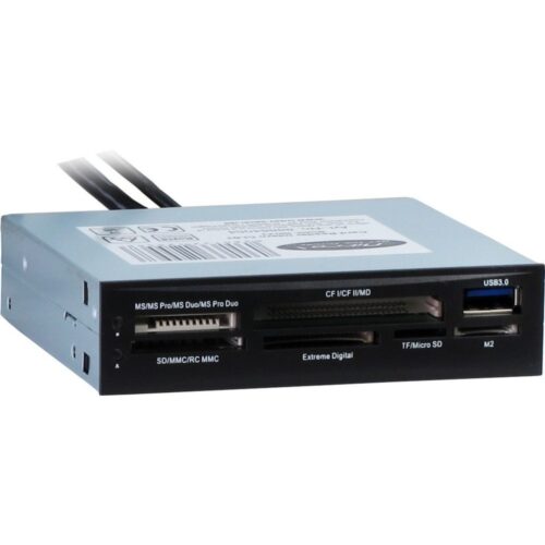 Inter-Tech CI-01 | Interne geheugenkaartlezer | USB 3.2 Gen 1 (5 Gbps) | 3.5" bay | Ondersteunt CF, SD, microSD, MS, xD | Zwart