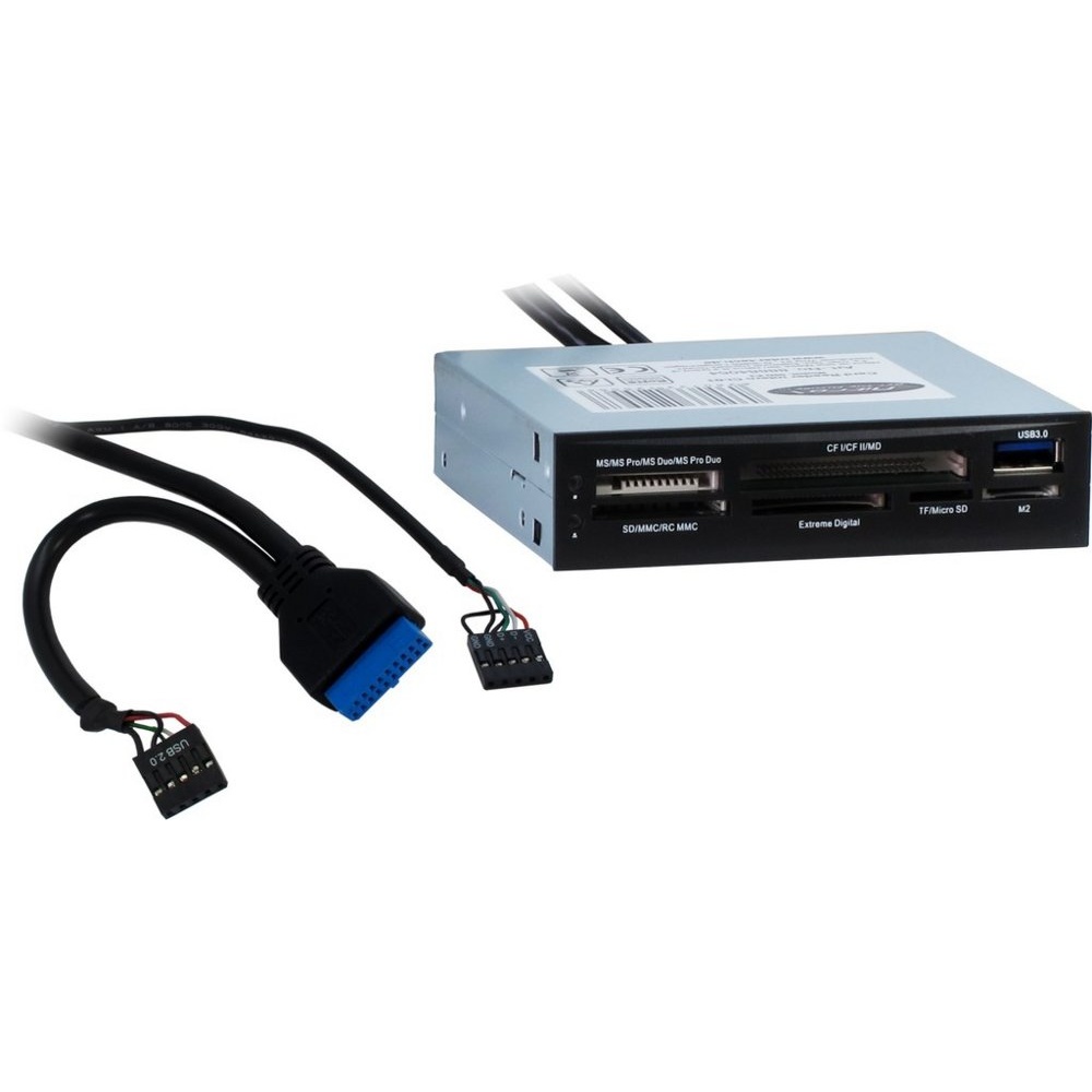 Inter-Tech CI-01 | Interne geheugenkaartlezer | USB 3.2 Gen 1 (5 Gbps) | 3.5" bay | Ondersteunt CF, SD, microSD, MS, xD | Zwart - Afbeelding 3