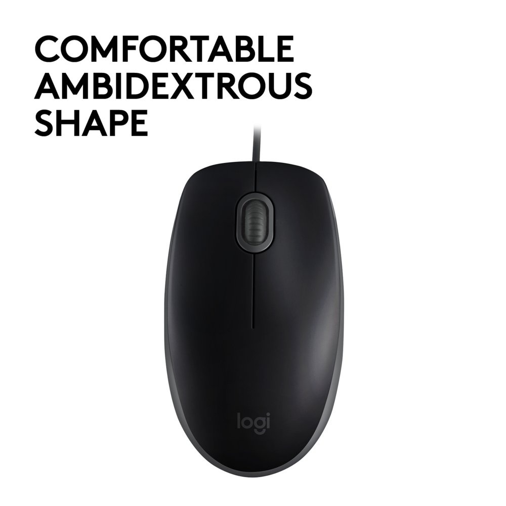 Logitech B110 Silent | Bekabelde Muis | Links- en Rechtshandig | USB-A | 1000 DPI | Zwart - Afbeelding 4