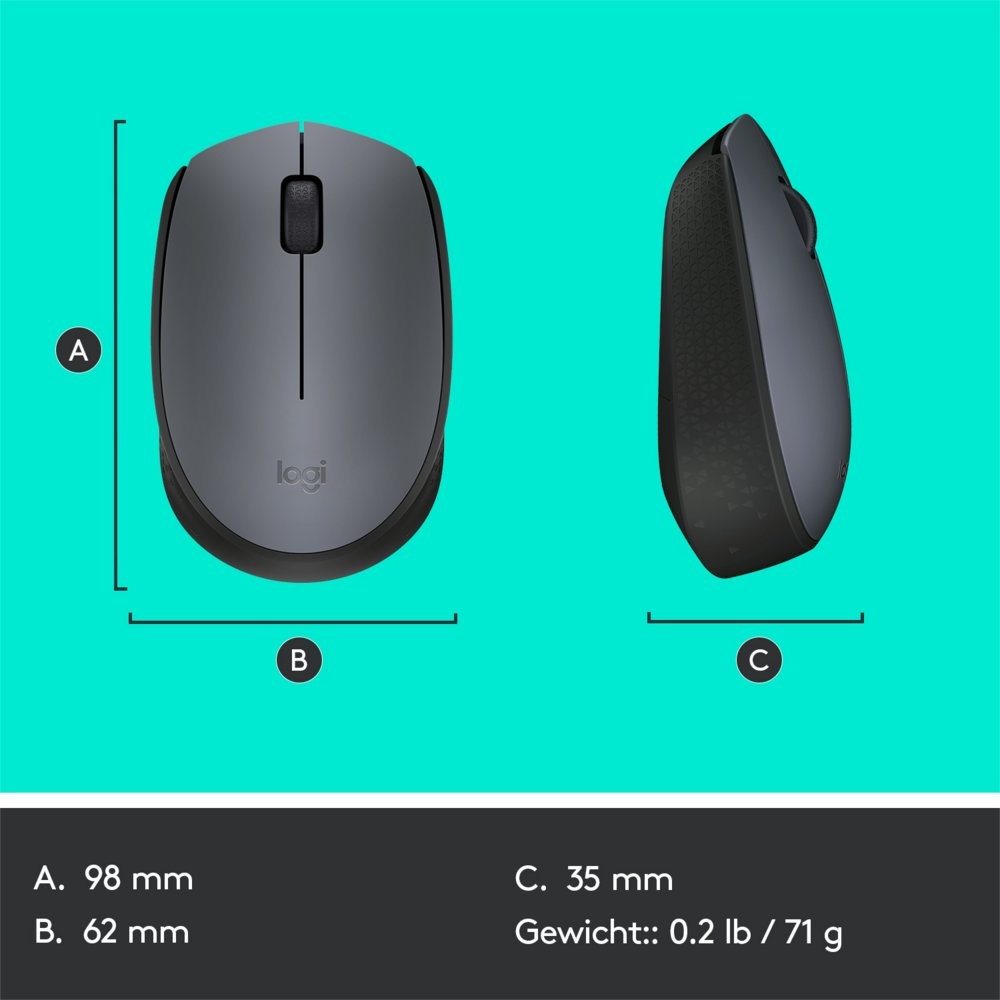 Logitech M170 | Draadloze Muis | Links- en Rechtshandig | RF | 1000 DPI | Grijs - Afbeelding 9