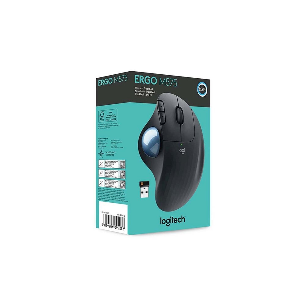 Logitech M575 Ergo Trackball for Business | Ergonomische Draadloze Muis | Rechtshandig | RF + Bluetooth | 2000 DPI | Grafiet - Afbeelding 2