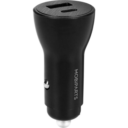 Mobiparts Car Charger | 2-Poorts USB-C & USB-A Autolader 30W PD Fast Charging | Zwart
