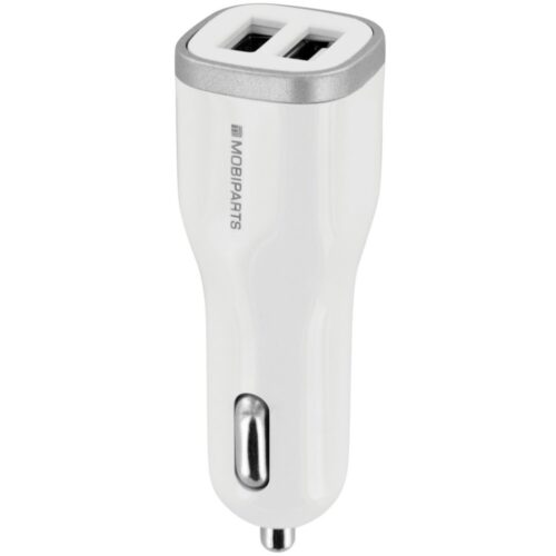 Mobiparts Car Charger | Dual USB-A Autolader 12W / 2.4A | Wit