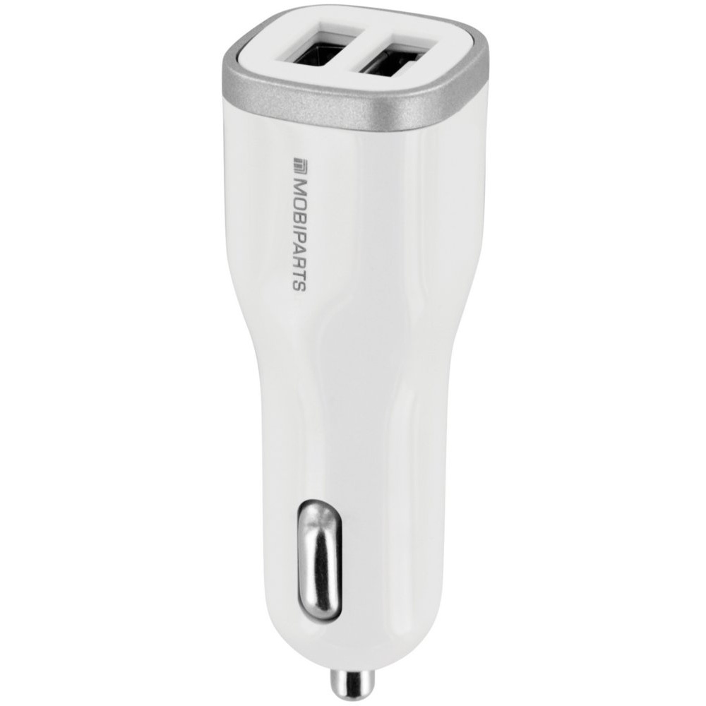 Mobiparts Car Charger | Dual USB-A Autolader 12W / 2.4A | Wit