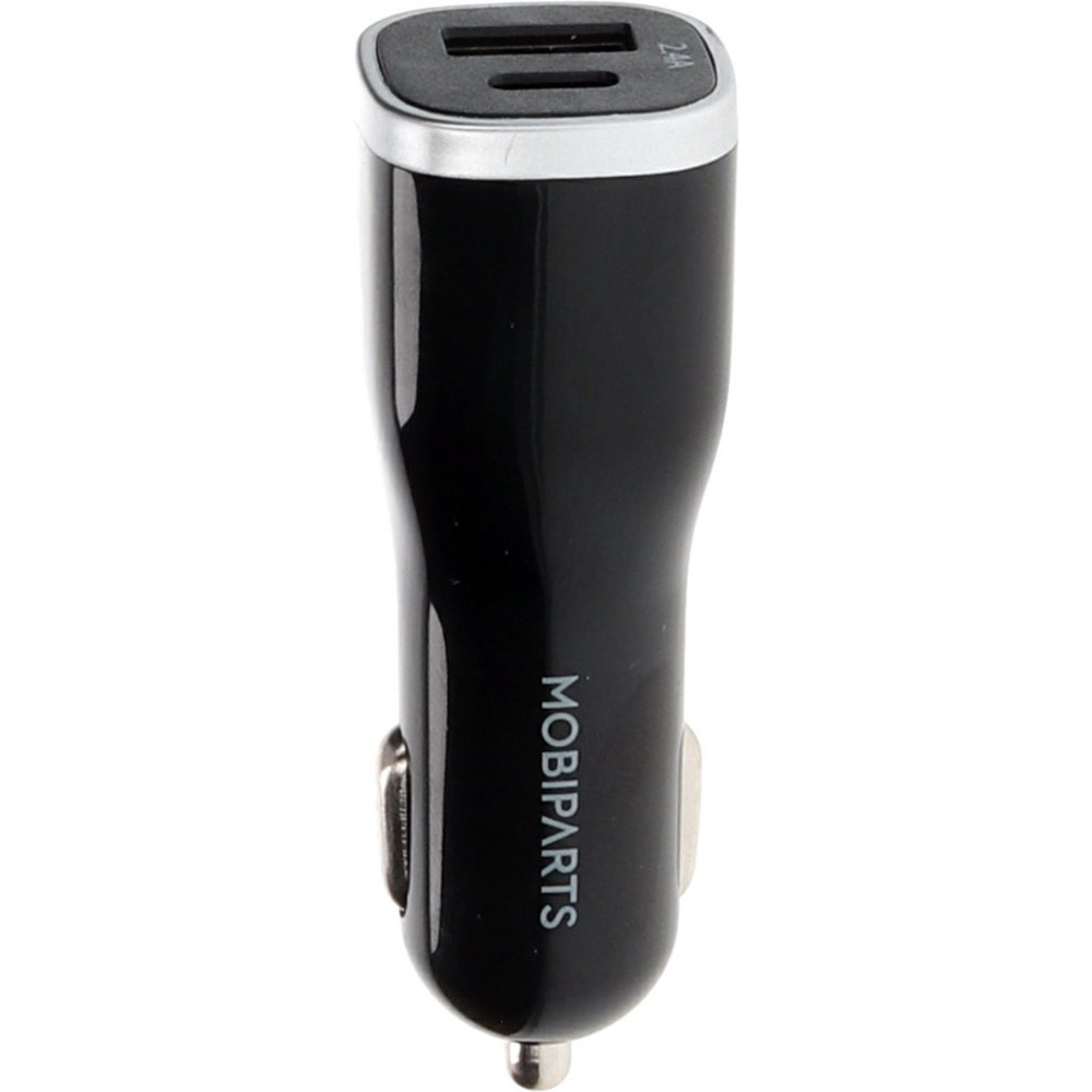 Mobiparts Car Charger | Dual USB-A & USB-C Autolader 12W | Zwart