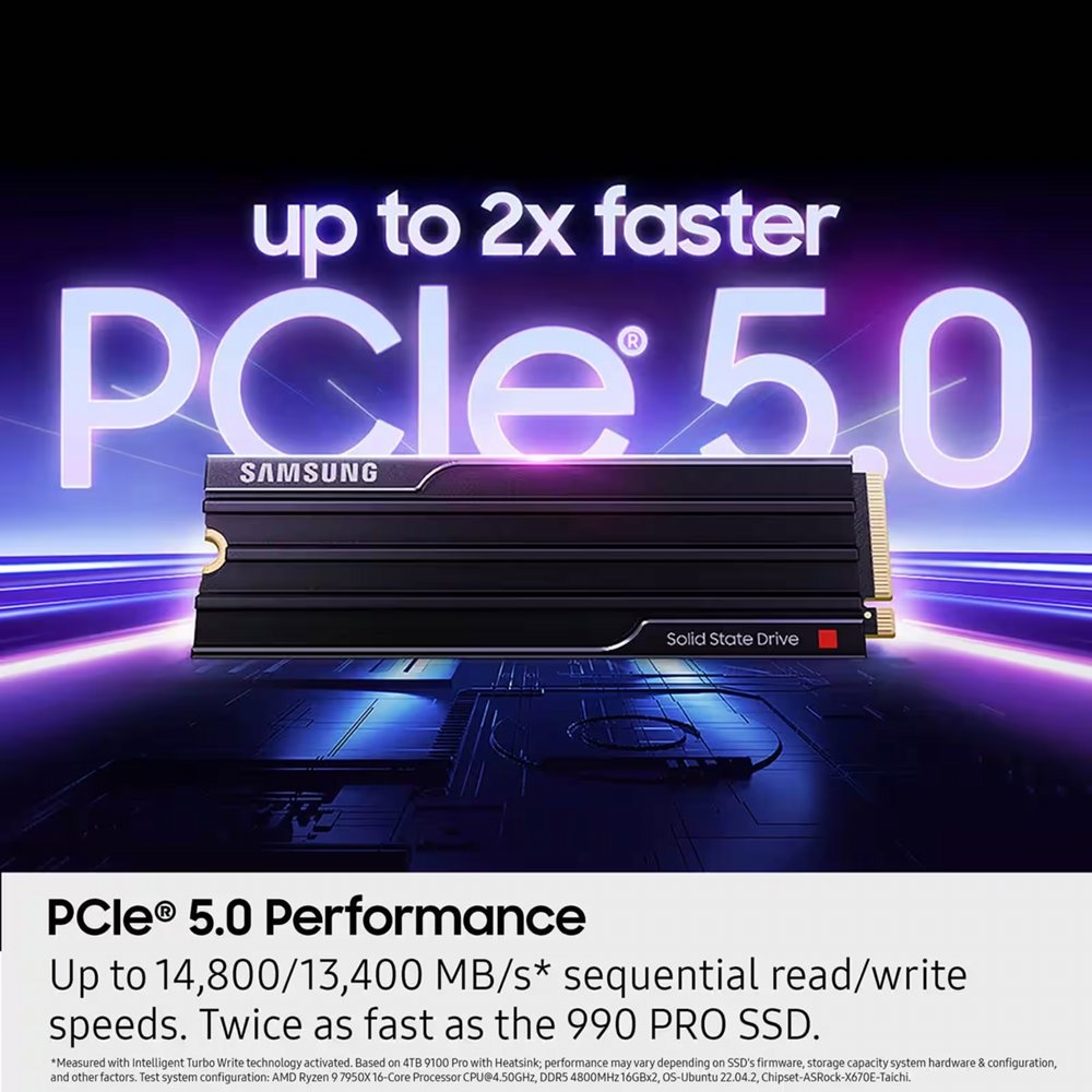 Samsung 9100 PRO | 2TB NVMe SSD | M.2 | Gen5 | 14.700MB/s Lezen | 13.400MB/s Schrijven | Heatsink - Afbeelding 5