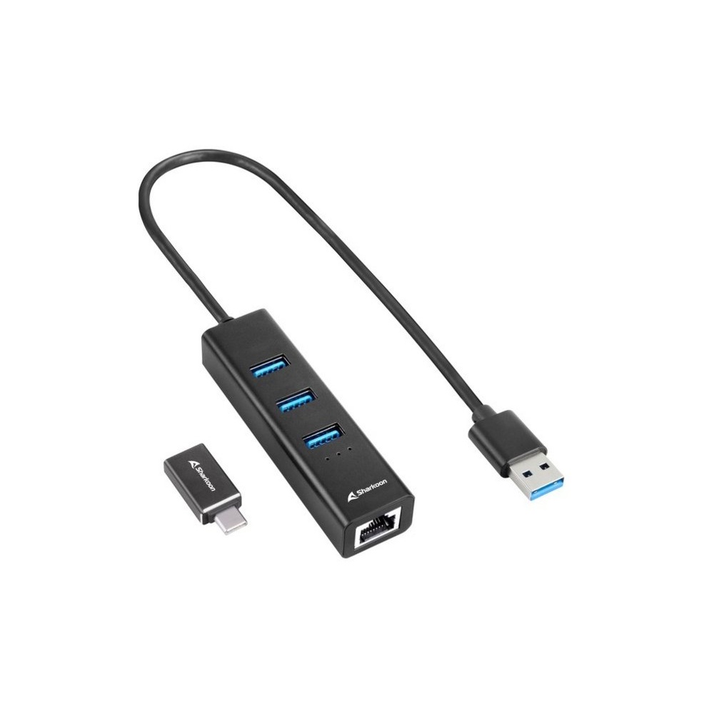 Sharkoon 4044951037575 | Docking Station & Poortreplicator | USB-C 3.2 Gen 1 | Draadloos | Zwart