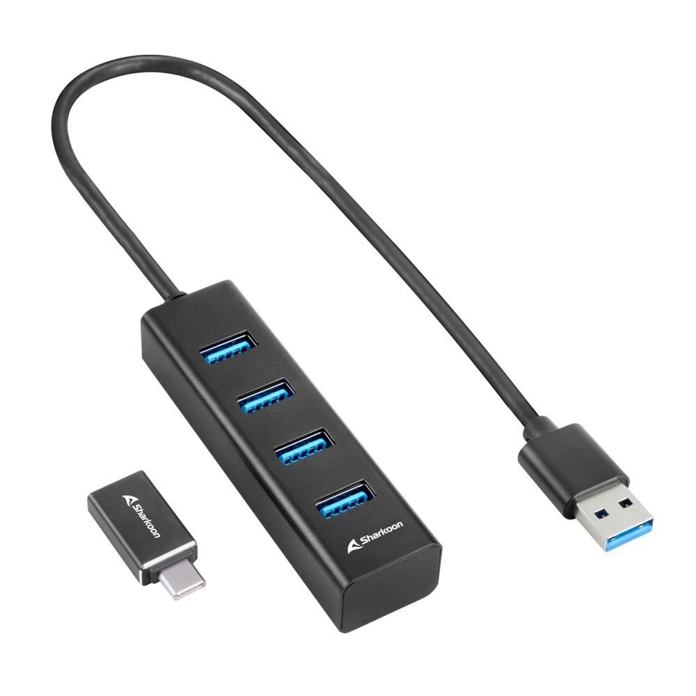 Sharkoon 4044951037582 | USB 3.2 Gen 1 (3.1 Gen 1) Type-C Hub | 5000 Mbit/s | Zwart