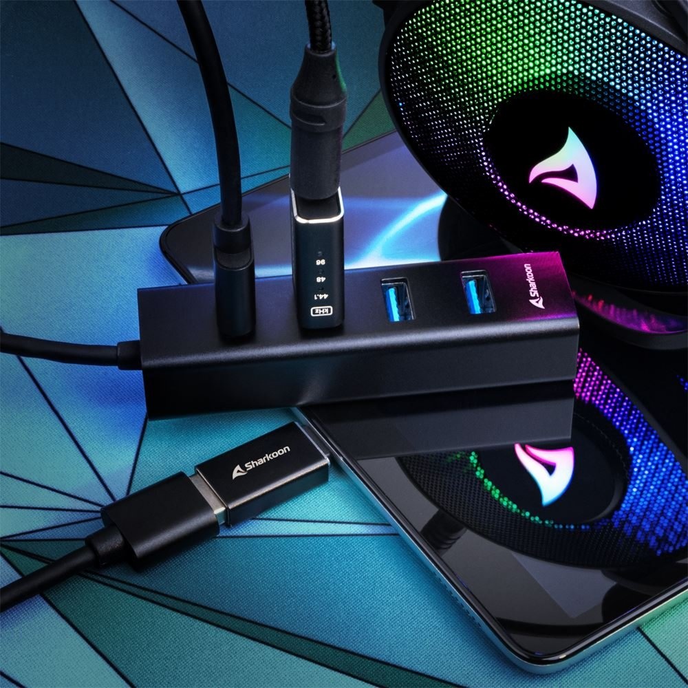 Sharkoon 4044951037582 | USB 3.2 Gen 1 (3.1 Gen 1) Type-C Hub | 5000 Mbit/s | Zwart - Afbeelding 3
