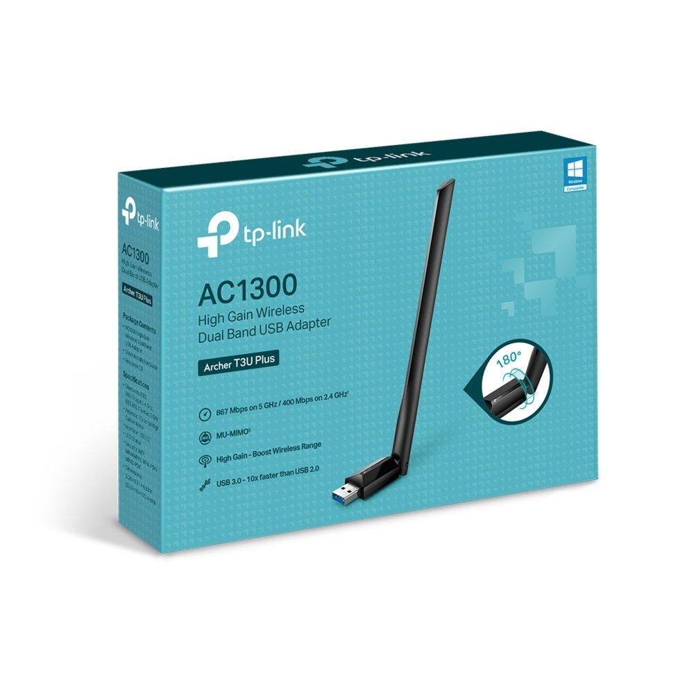 TP-Link Archer T3U Plus | Wi-Fi 5 USB Adapter | AC1300 Dual-band (2,4 GHz / 5 GHz) | 867 Mbps | USB 3.0 | Zwart - Afbeelding 3
