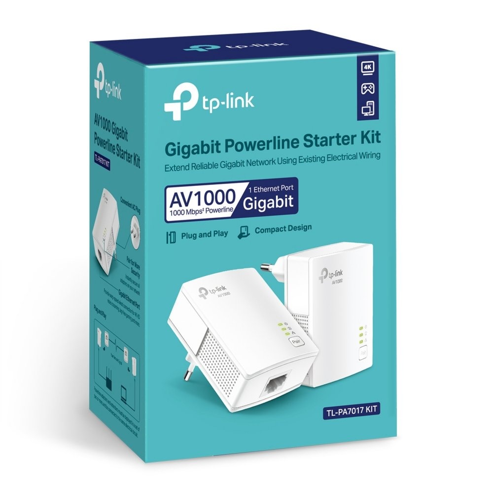TP-Link TL-PA7017 KIT | Powerline Adapter Set | 1000 Mbps | Gigabit Ethernet | Wit - Afbeelding 4