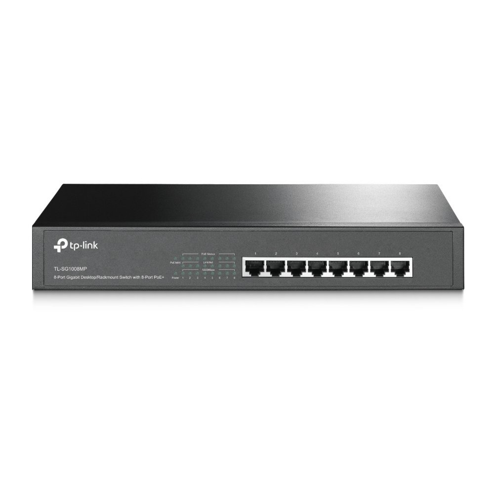TP-Link TL-SG1008MP | Unmanaged Switch | 8 Poorten | Gigabit Ethernet (10/100/1000 Mbps) | PoE | Zwart