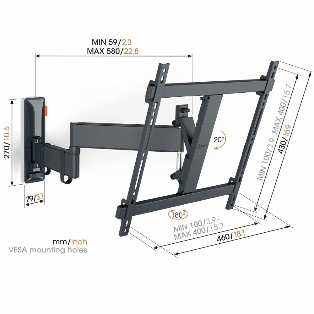 Vogel's Comfort TVM3445 | Draai- en kantelbare TV-beugel | 32-65" | max 25kg | VESA 400x400 - Afbeelding 9