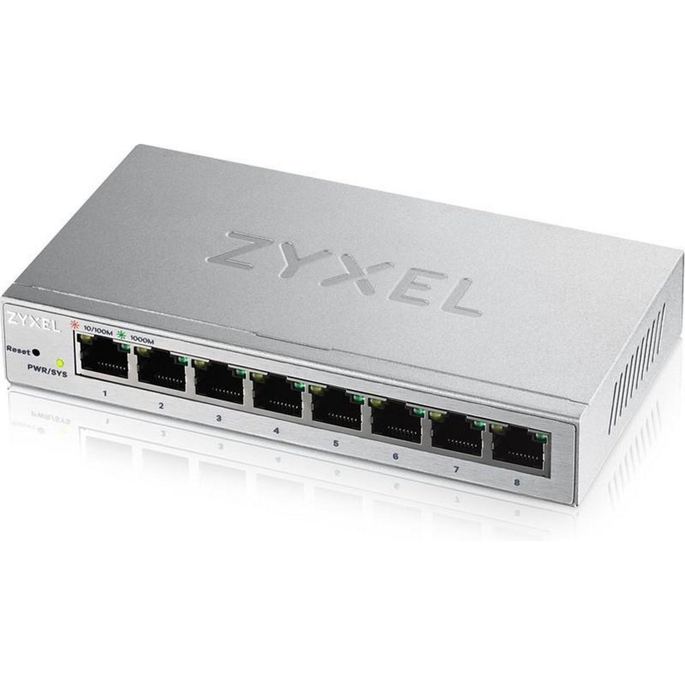 Zyxel GS1200-8 | Managed Web Smart Switch | 8 Poorten | Gigabit Ethernet (10/100/1000 Mbps) | Zilver