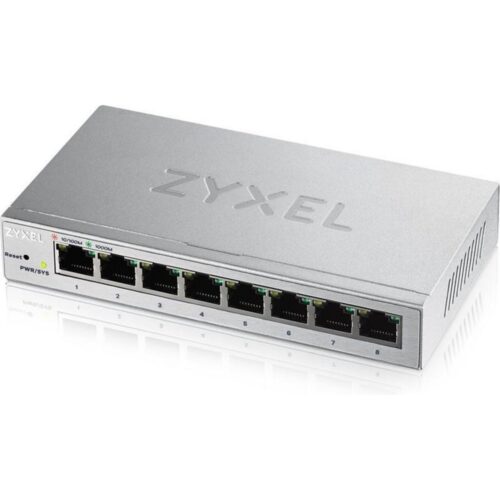 Zyxel GS1200-8 | Managed Web Smart Switch | 8 Poorten | Gigabit Ethernet (10/100/1000 Mbps) | Zilver