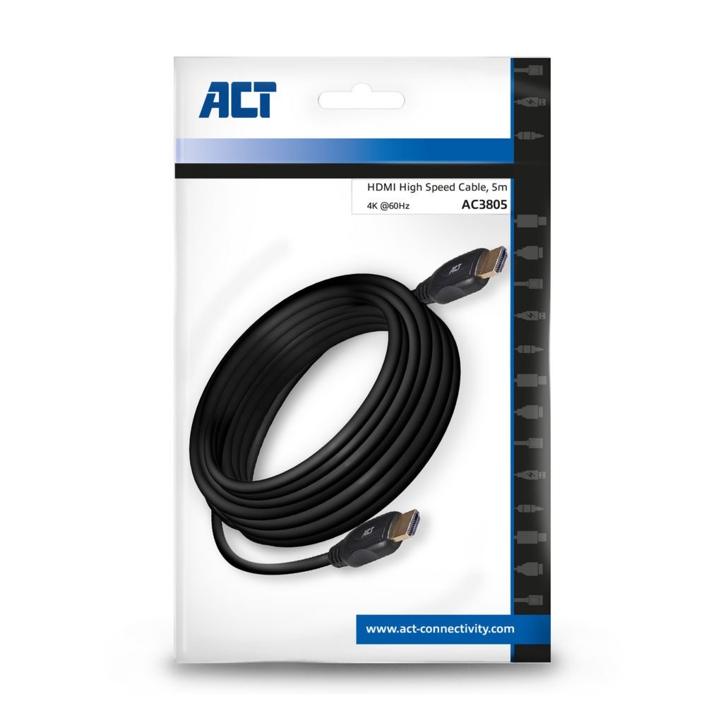 ACT AC3805 HDMI Kabel | 5 m | HDMI Type A naar Type A | Zwart - Afbeelding 2