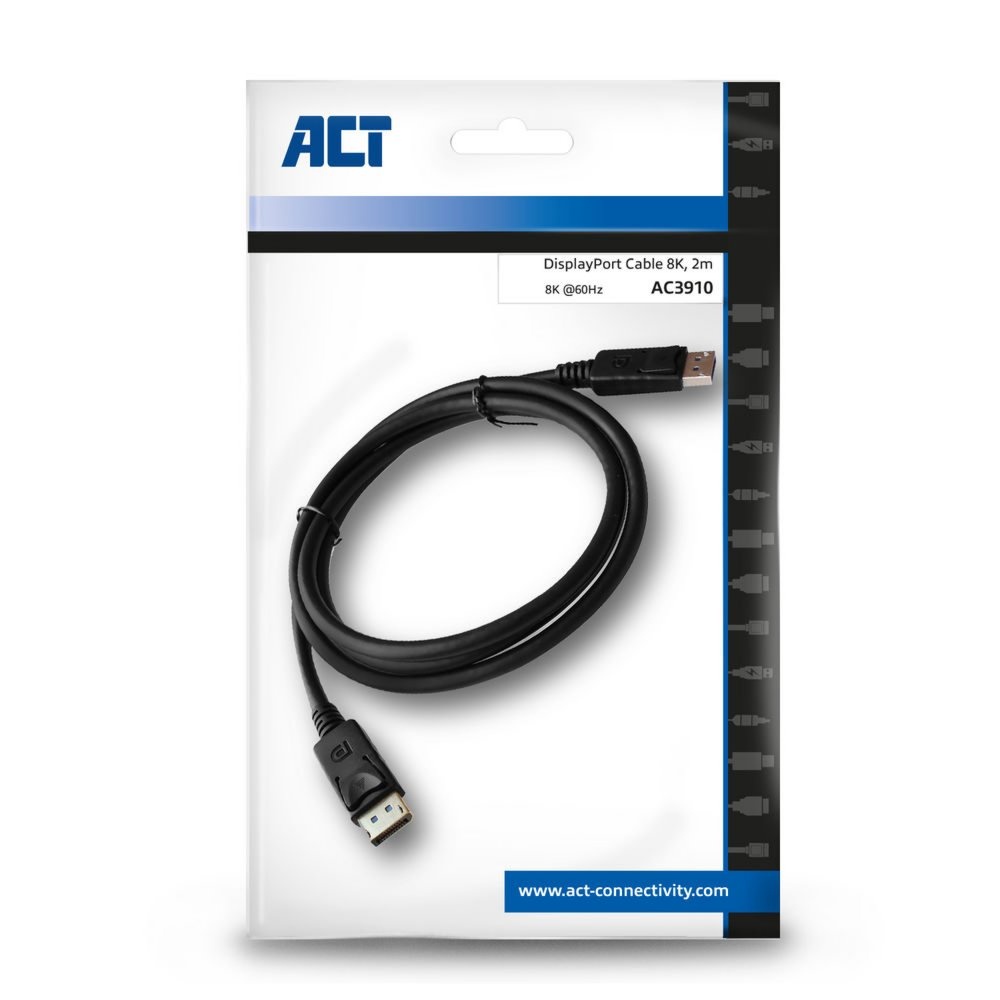 ACT AC3910 | DisplayPort 1.4 Kabel | 2,0m | Zwart - Afbeelding 4