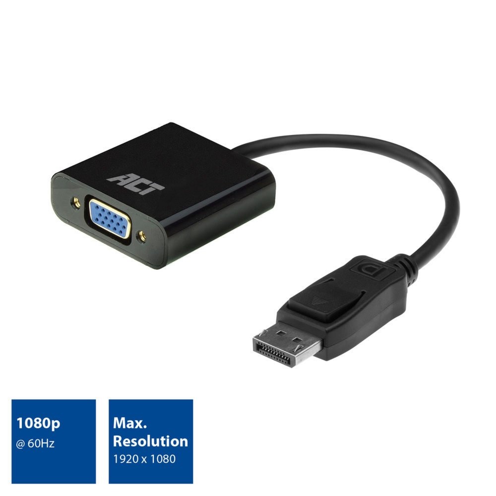 ACT AC7515 DisplayPort naar VGA Adapter | Female | Zip Bag - Afbeelding 2