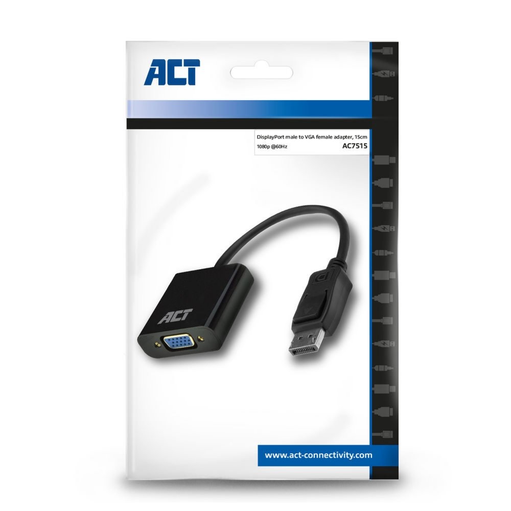 ACT AC7515 DisplayPort naar VGA Adapter | Female | Zip Bag - Afbeelding 4