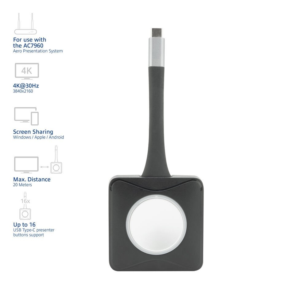 ACT Aero 4K Presentator Knop (AC7961) | USB-C | 4K | Draadloos | Tot 20m | Plug and Play - Afbeelding 7