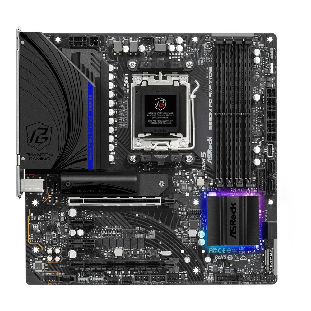 Asrock B650M PG Riptide | Socket AM5 | AMD B650 | 4xDDR5 | Micro-ATX | Moederbord | Renewed