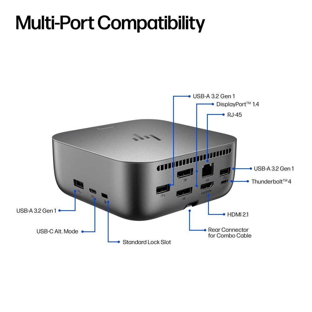 HP Thunderbolt 4 100W G6 Dock | Thunderbolt 4 Dockingstation | Tot 100W Power Delivery | 2.5Gb Ethernet - Afbeelding 6
