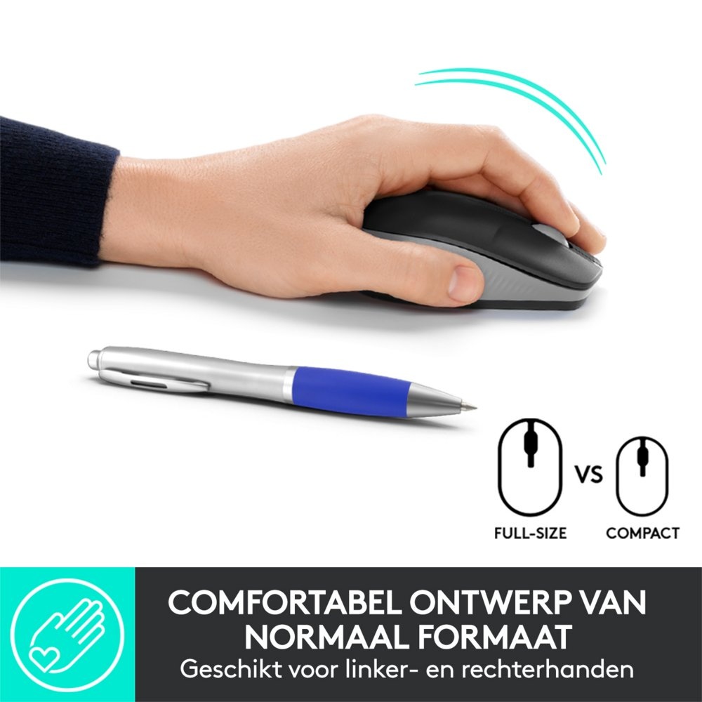 Logitech M190 | Draadloze Muis | Links- en Rechtshandig | RF | 1000 DPI | Grijs - Afbeelding 5
