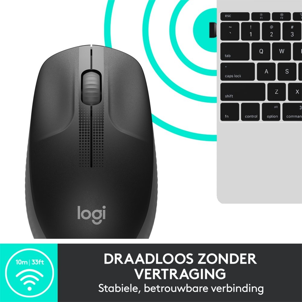 Logitech M190 | Draadloze Muis | Links- en Rechtshandig | RF | 1000 DPI | Zwart - Afbeelding 7