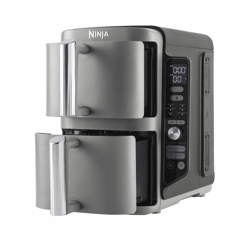 Ninja SL400EU Double Stack XL | Heteluchtfriteuse | Dubbel 9,5 l | 2470 W | Zwart, Grijs