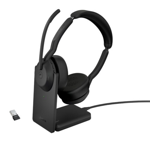 Jabra Evolve2 55 MS Stereo | Bluetooth & USB-A Headset | Met Oplaadhouder | Zwart | Voor Kantoor & Callcenter
