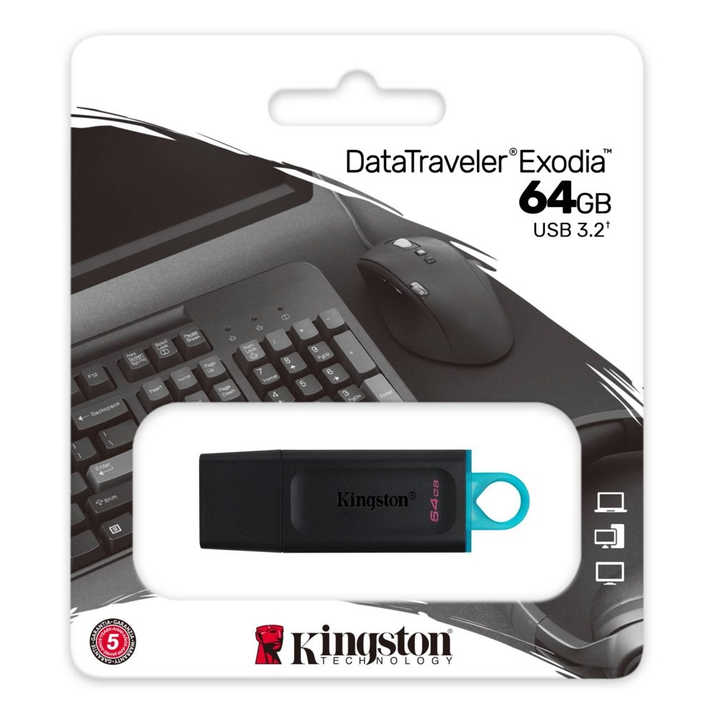Kingston DataTraveler Exodia | 64GB USB-A 3.2 Flash Drive | Zwart - Afbeelding 3