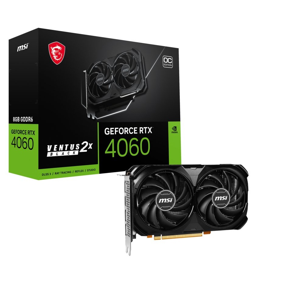 MSI GeForce RTX 4060 Ventus 2X Black OC | 8GB GDDR6 | Videokaart | GPU | NVIDIA | OPEN BOX