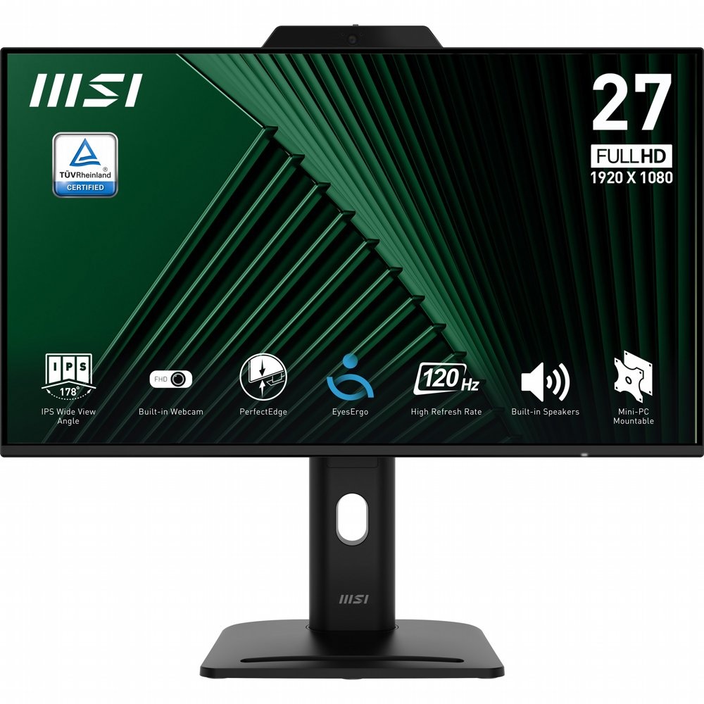 MSI PRO MP272PMG | 27″ Full HD IPS Monitor | 120Hz | Webcam | USB | Zwart