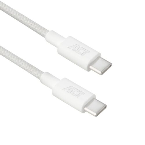 ACT AC3080 | USB 2.0 Kabel | USB-C naar USB-C | 60W | 480Mbps | Wit | 1 Meter