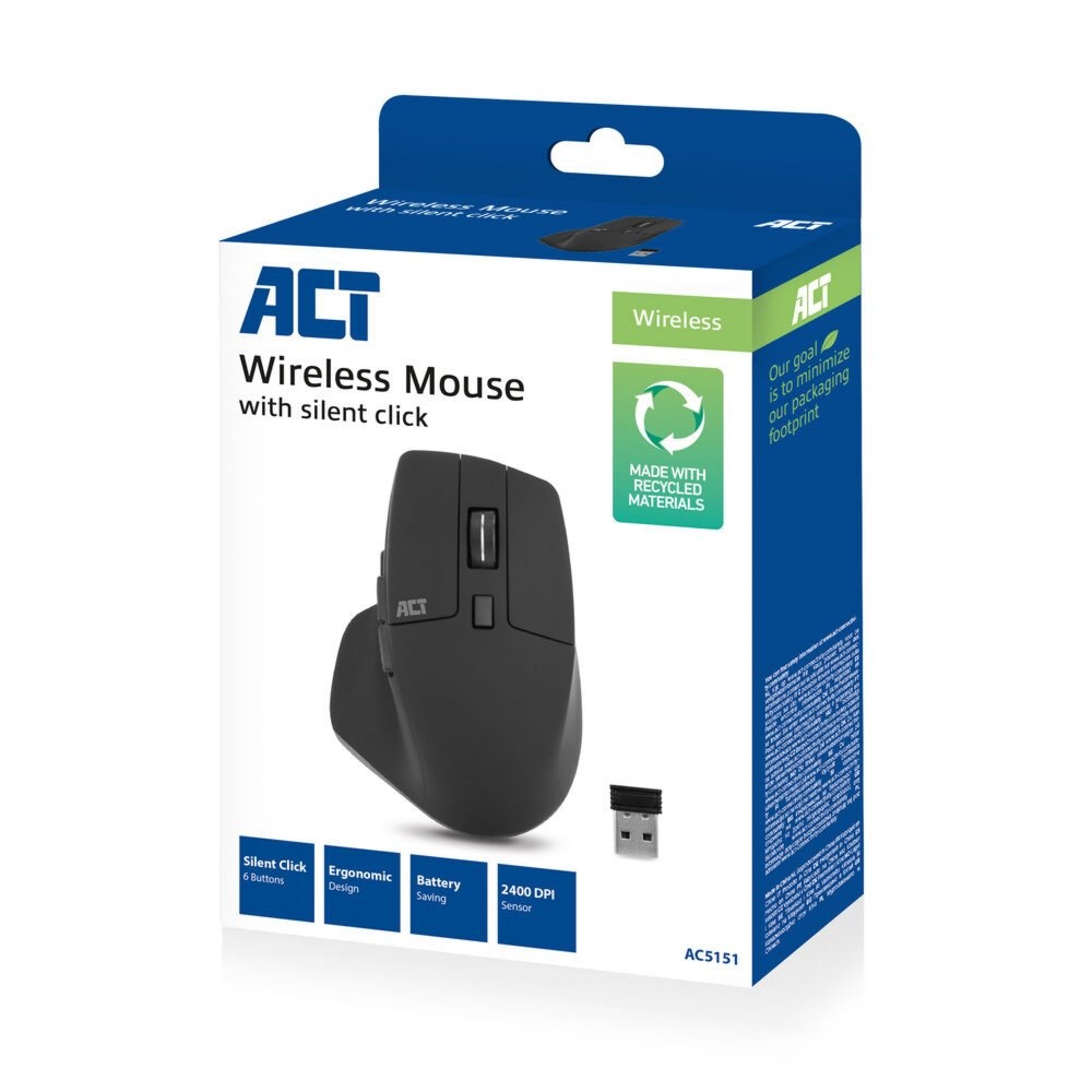 ACT AC5151 | Draadloze Muis | Rechtshandig | RF | 2400 DPI | Zwart - Afbeelding 2