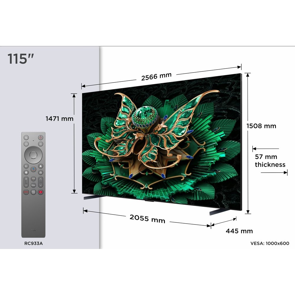 TCL 115C7K | 115" 4K Ultra HD QD-MiniLED | 120Hz | Google TV | HDMI 2.1 | Dolby Vision IQ | Smart TV - Afbeelding 3