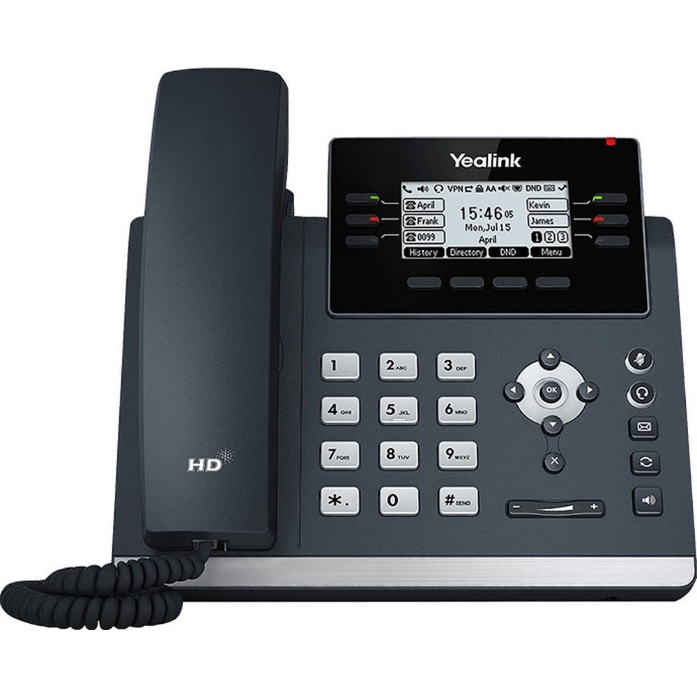 Yealink SIP-T42U | IP-telefoon | 2,7″ LCD-scherm | 12 SIP-accounts | HD Voice | Wi-Fi via USB-dongle | Grijs