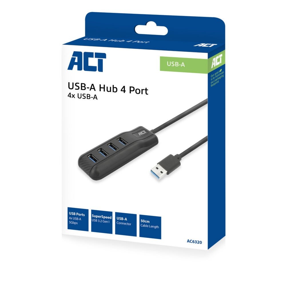ACT AC6320 | USB 3.2 Gen 1 Interface Hub | Type-A | 5 Gbps | Zwart - Afbeelding 4
