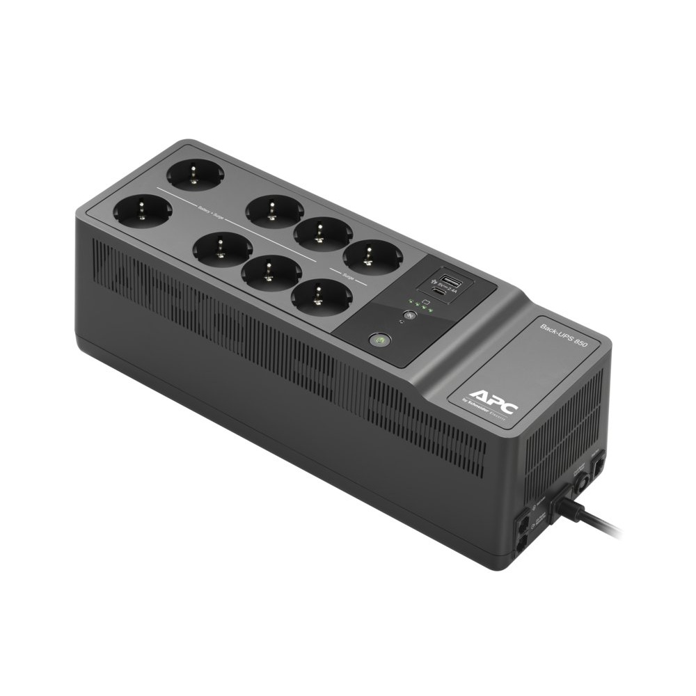 APC Back-UPS BE850G2-GR | 850 VA | 8 Schuko Stopcontacten (6 op Accu) | USB Type-A & C | AVR Spanningstabilisatie | Bescherming tegen Stroomstoringen