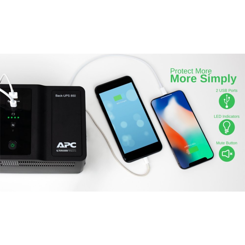 APC Back-UPS BE850G2-GR | 850 VA | 8 Schuko Stopcontacten (6 op Accu) | USB Type-A & C | AVR Spanningstabilisatie | Bescherming tegen Stroomstoringen - Afbeelding 5